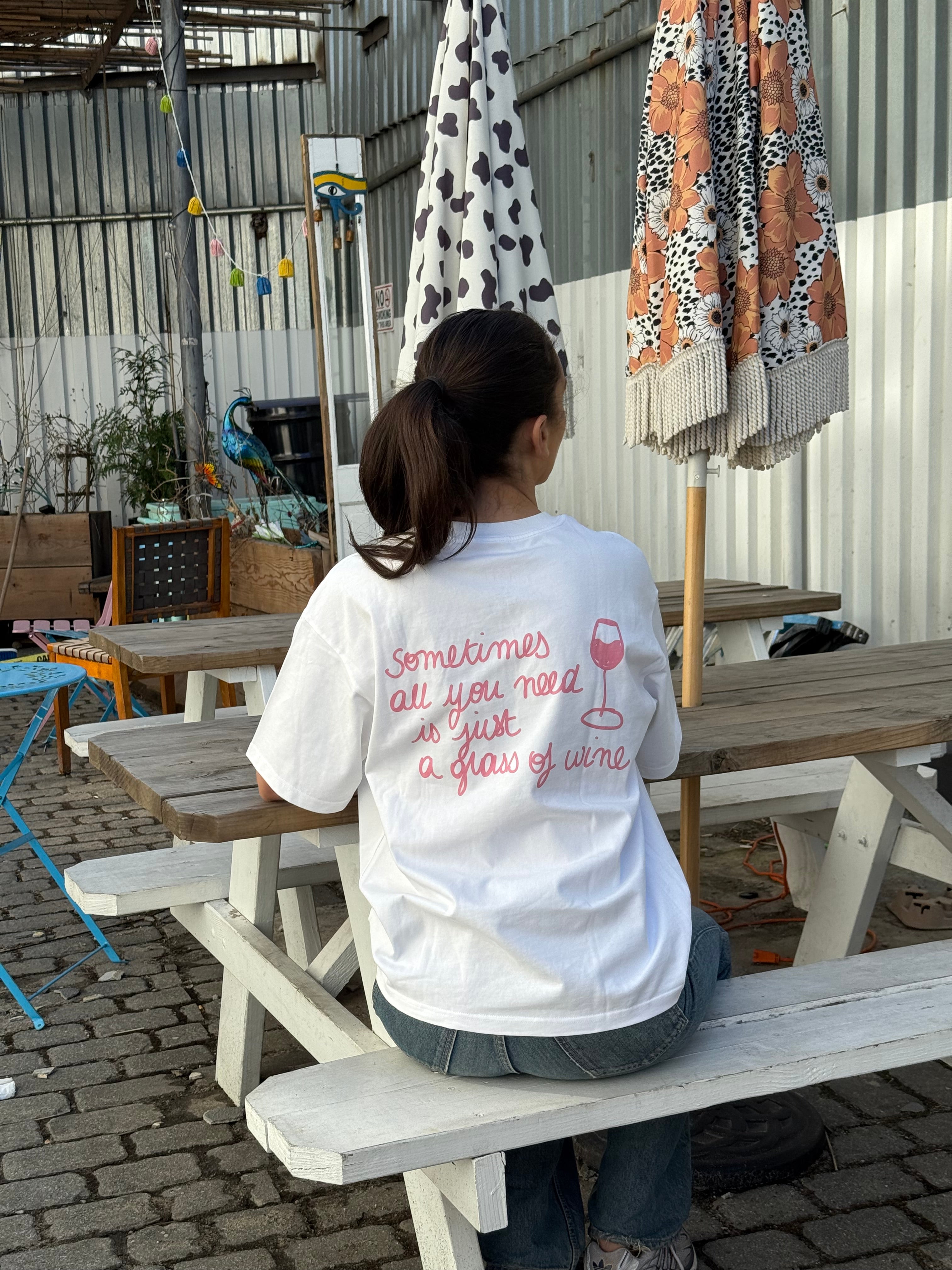 Pink wine theme t-shirt
