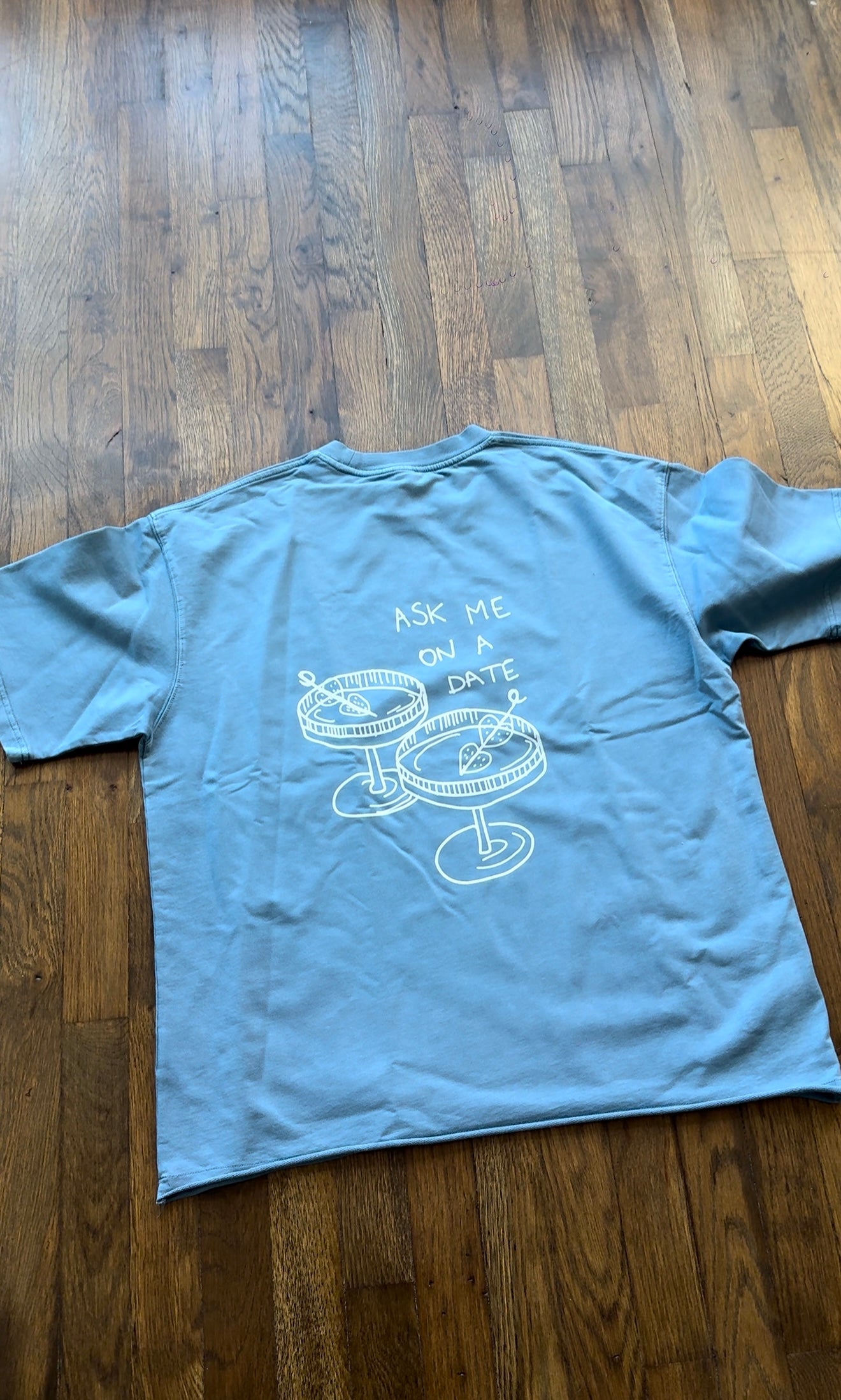 Blue ask on a date t-shirt