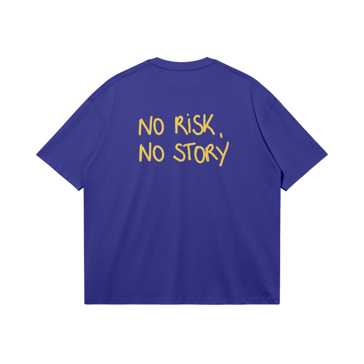 No risk, no story blue background