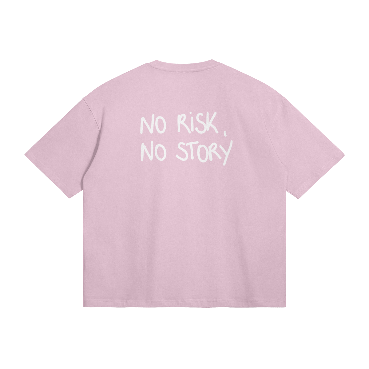 no risk no story blanc fond rose