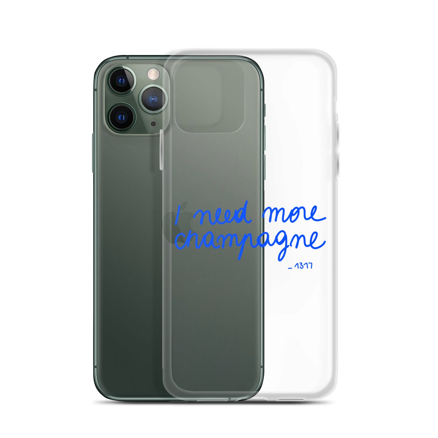 Coque pour iPhone I need more champagne bleue