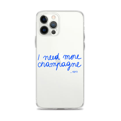 Coque pour iPhone I need more champagne bleue