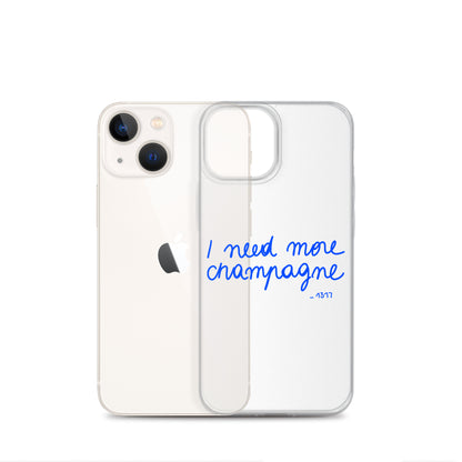 Coque pour iPhone I need more champagne bleue