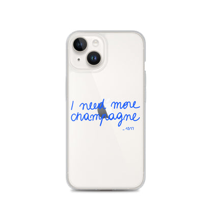 Coque pour iPhone I need more champagne bleue