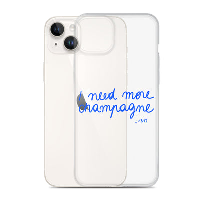 Coque pour iPhone I need more champagne bleue