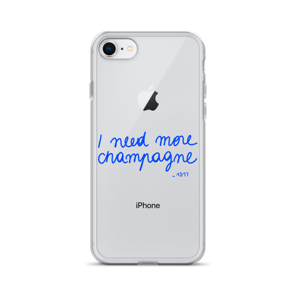 Coque pour iPhone I need more champagne bleue