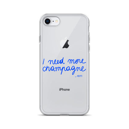 Coque pour iPhone I need more champagne bleue