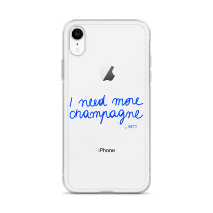 Coque pour iPhone I need more champagne bleue