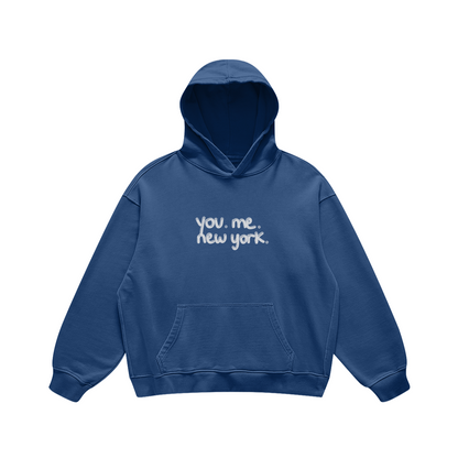 Hoodie you.me. new york. bleu