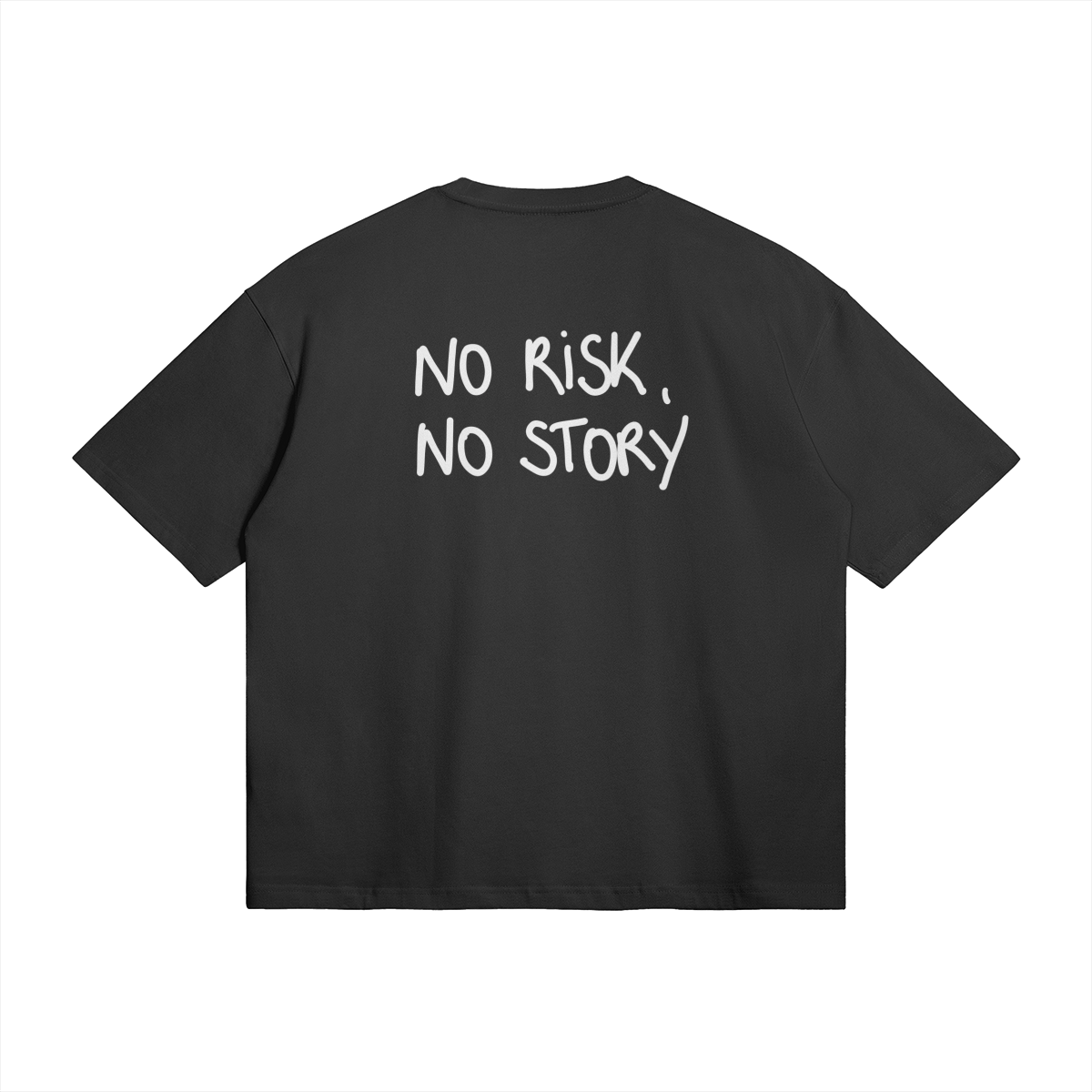 no risk no story white black background