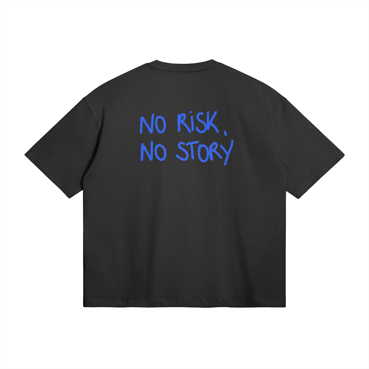 no risk no story blue black background 