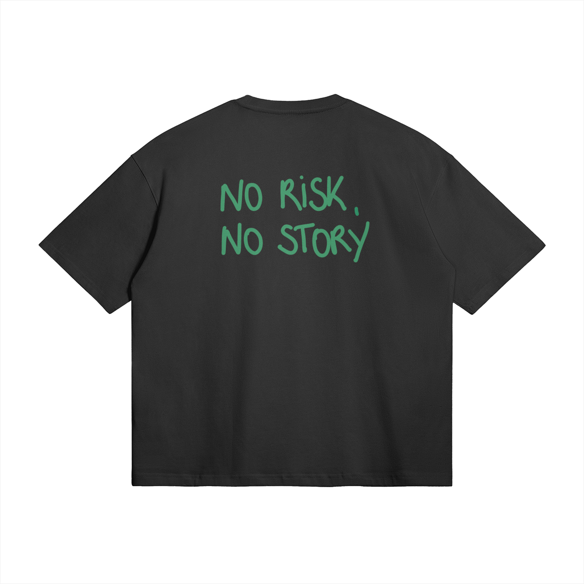 no risk no story vert fond noir